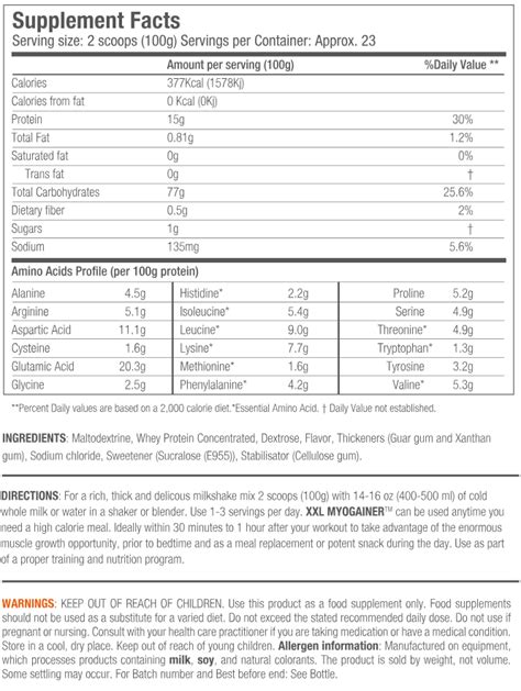 Xxl Myogainer Kg Hard Gainer Starlabs Nutrition