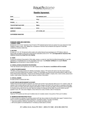 Fillable Online Reseller Agreement Fax Email Print Pdffiller