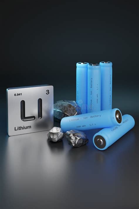 Lithium Ionen Batterien Und Lithium Element Symbol D Abbildung Stock