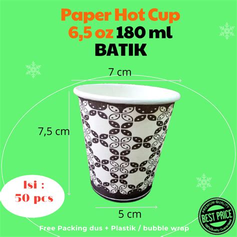 Jual Paper Hot Cup 6 5 Oz 180 Ml Gelas Kertas BATIK Isi 50 Pcs Shopee Indonesia