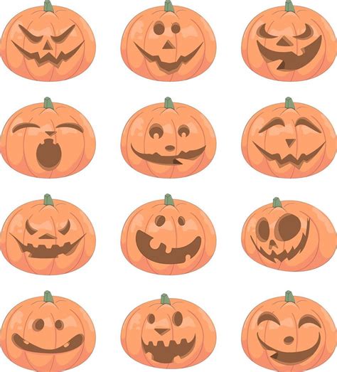 Cartoon Halloween Pumpkin With Different Face Expressions 5532284