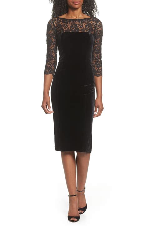 Eliza J Lace And Velvet Sheath Dress Nordstrom