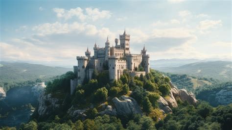 Premium Photo Castle On Hilltop With Majestic Towers