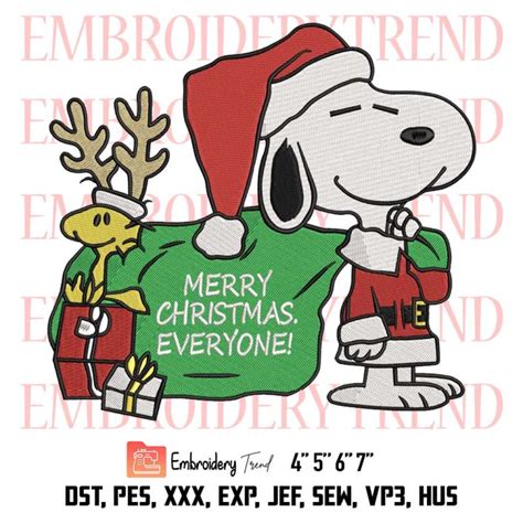 Merry Christmas Everyone Embroidery Snoopy And Woodstock Christmas