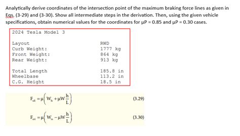 Solved Analytically Derive Coordinates Of The Intersection Chegg