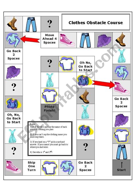 Clothes Board Game Esl Worksheet By Steelz