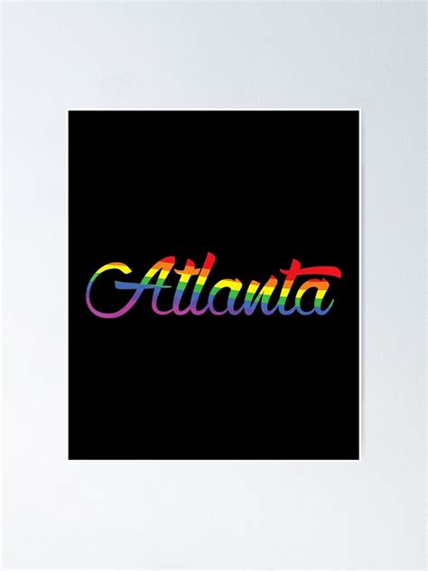 Póster Colores de la bandera del arco iris del orgullo gay de Atlanta