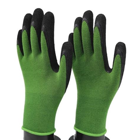 Green Nylon Shell With Black Crinkle Latex Palm Coated Gloves Size