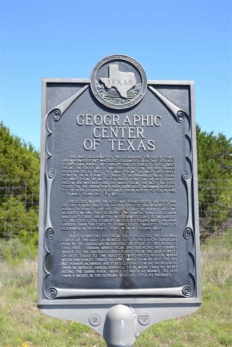 Geographic Center Of Texas Historical Marker