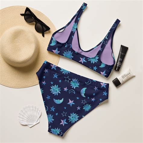 Celestial Night Sky Bikini Set Retro Space Crop Top Bikini Vintage High Waisted Swim Suit