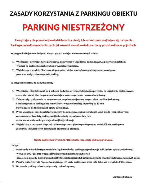 Tablica Zasady Korzystania Z Parkingu Cena Opinie Tablice I