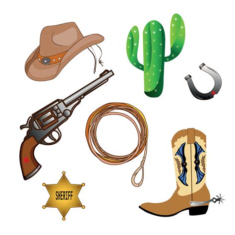 Cowboy Western Theme Wild West Concept Various Objects Bootsgun