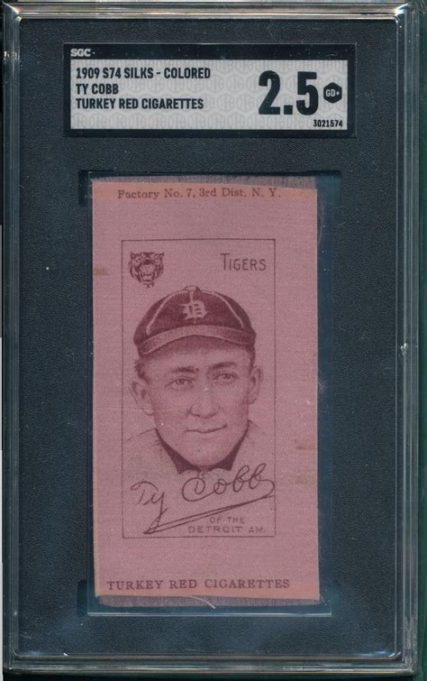 Lot Detail 1909 S74 Silk Ty Cobb Turkey Red Cigarettes Sgc 25 Colored