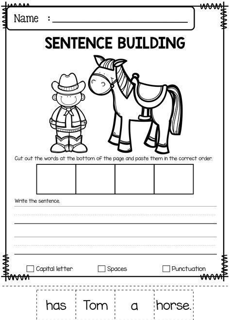 Building Sentences Worksheets