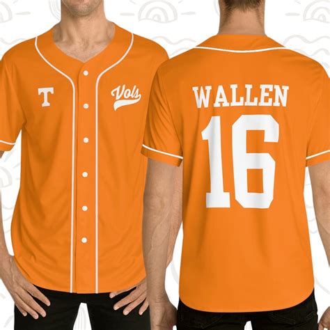 Tennessee Vols Full Button Baseball Jersey Morgan Wallen Etsy