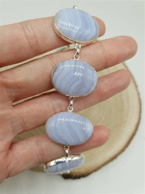 Blue Lace Agate Sterling Silver Bracelet Salt Shack