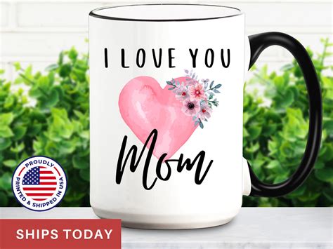 T For Mom Mug I Love You Mom Ceramic Coffee Mug Mothers Etsy