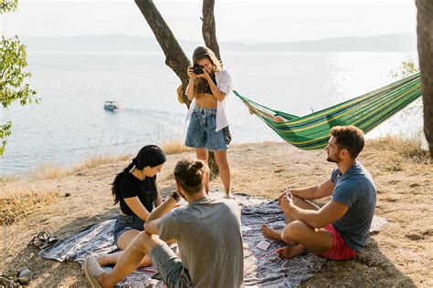 Friends Chilling In Nature Stock Image Everypixel