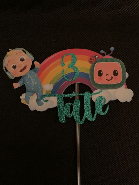 Cocomelon JJ Rainbow Cake Topper Personalised With Name Age