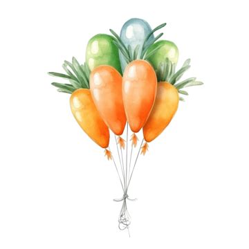 Watercolor Cute Easter Carrot Balloon Easter Elements Watercolor