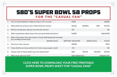 Printable Super Bowl 58 Props Sheet Download The 2024 Pdf And Play At