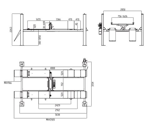 BSS 4 Post Alignment Lift 4 2t 4800mm Long BSS 6745 Bodyshop