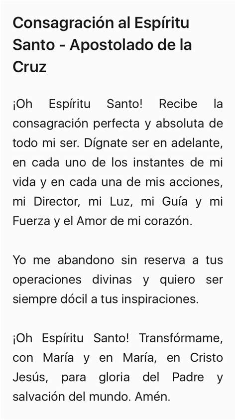 Consagraci N Al Esp Ritu Santo Apostolado De La Cruz Oraci N Al