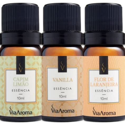 Kit 3 Essências Aromáticas Via Aroma 10ml Essência para Aromatizador