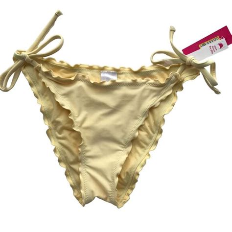Xhilaration Swim Nwt Light Yellow Ruffle High Leg Cheeky Bikini