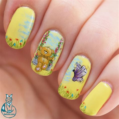 Adorable Swinging Bear Nail Art | Nailzini: A Nail Art Blog