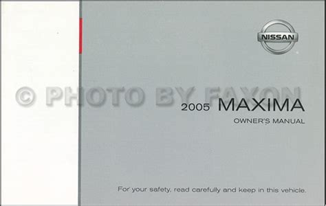 2005 Nissan Maxima Owner S Manual Original