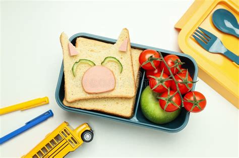Lunch Box with Food, Lunch Box with Food for Child for School Stock