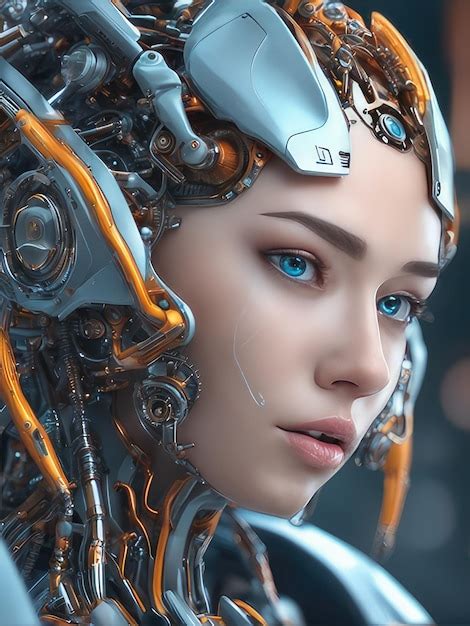 Premium Ai Image A Woman With A Futuristic Helmet And A Futuristic Face