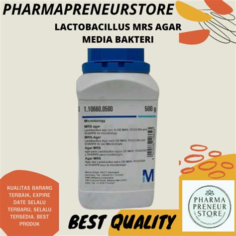 LACTOBACILLUS MRS AGAR PER GR MERCK MEDIA BAKTERI MIKROBIOLOGI BEST