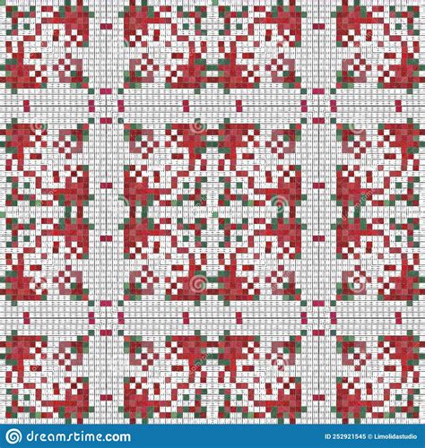 Seamless Christmas Poinsettia Cross Stitch Pattern Decorative Ornament