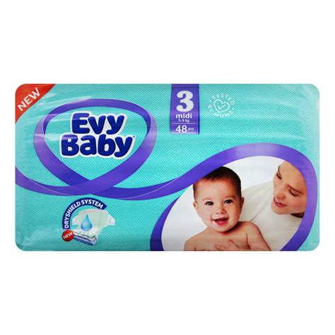 Подгузники для детей 5-9кг 3 Midi Evy Baby 48шт Evy Baby(8690506518479 ...