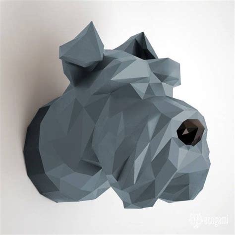 Schnauzer Papercraft Sculptuur Afdrukbare D Puzzel Papercraft Pdf