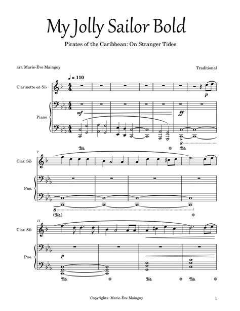 My Jolly Sailor Bold Arr Marie Ève Mainguy By Traditional Sheet