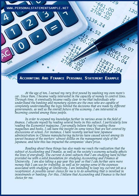 Enjoy Free Accounting And Finance Personal Statement Examples