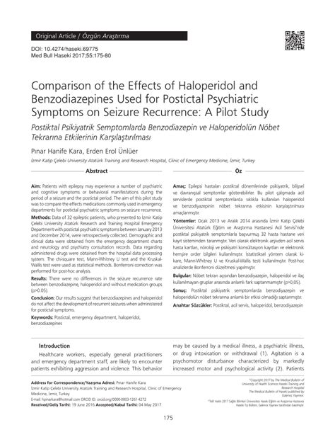 (PDF) Comparison of the Effects of Haloperidol and Benzodiazepines Used for Postictal ...