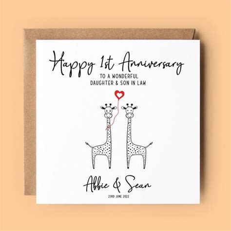 Personalised Daughter Son In Law St Anniversary Card Etsy