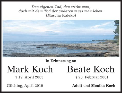 Traueranzeigen Von Mark Koch Trauer Merkur De