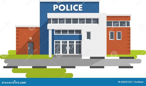 Police Station Building On White Background Stock Vector Illustration