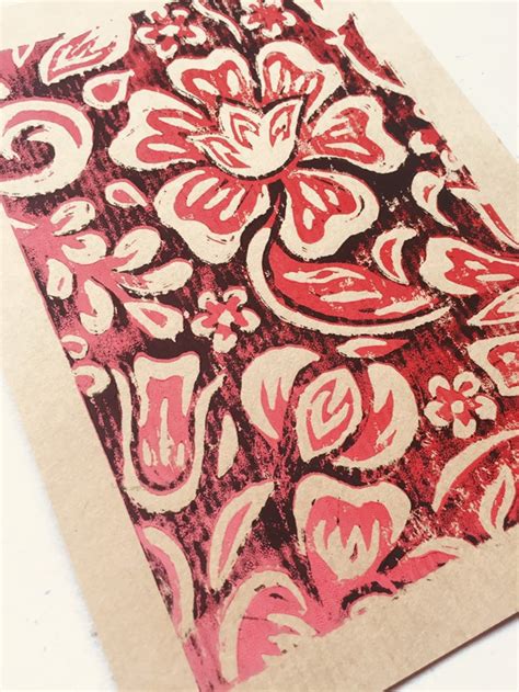 Dual Colour Abstract Original Handmade Lino Print Etsy