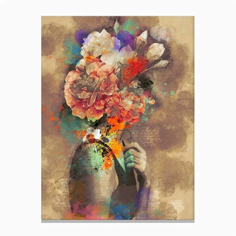 Floral Woman Portrait Canvas Print By Nora Gad Fy