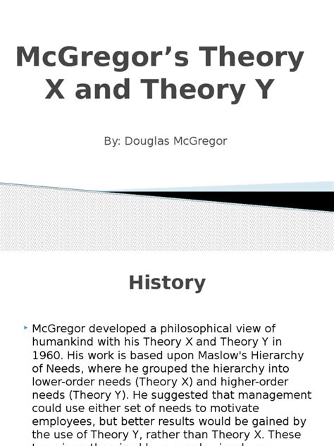 Mcgregor'S Theory X and Theory Y | PDF | Motivation | Motivational 