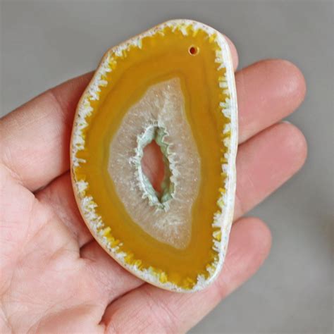 Yellow Banded Agate Gemstone Pendant Mm X Mm From Gemmarketplace