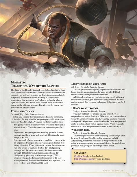 Monastic Tradition Way Of The Brutal Fist R Dndhomebrew