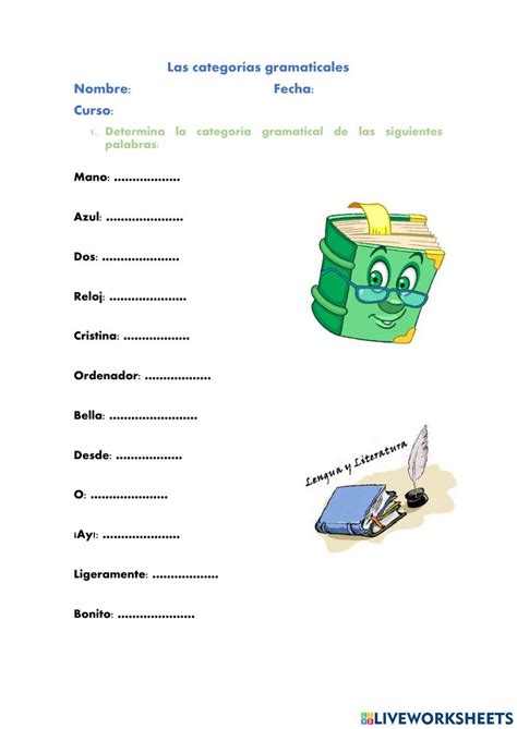 Categorías Gramaticales Online Pdf Worksheet Live Worksheets