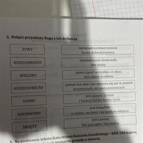 połącz przymioty Boga z ich definicją Brainly pl